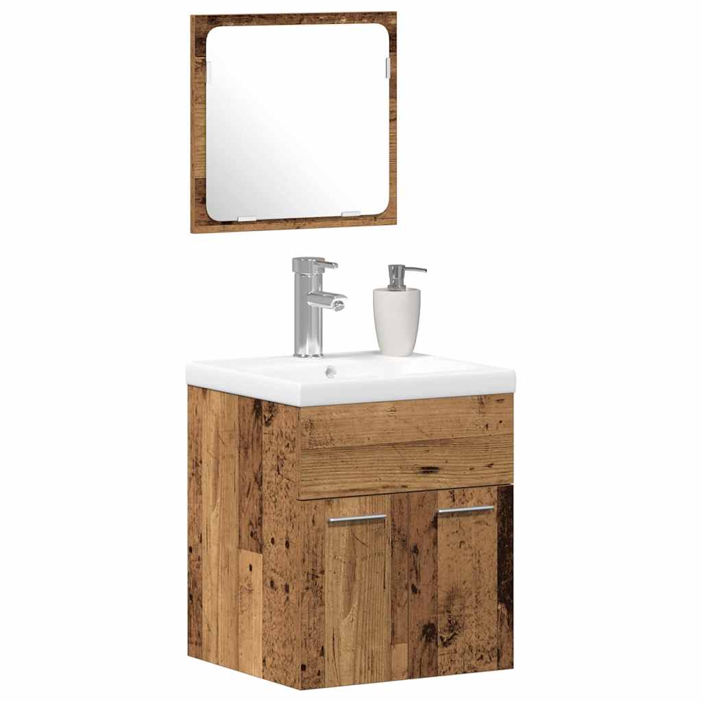 Bathroom Furniture Set 3 pcs Old Wood 41 x 38.5 x 46 cm